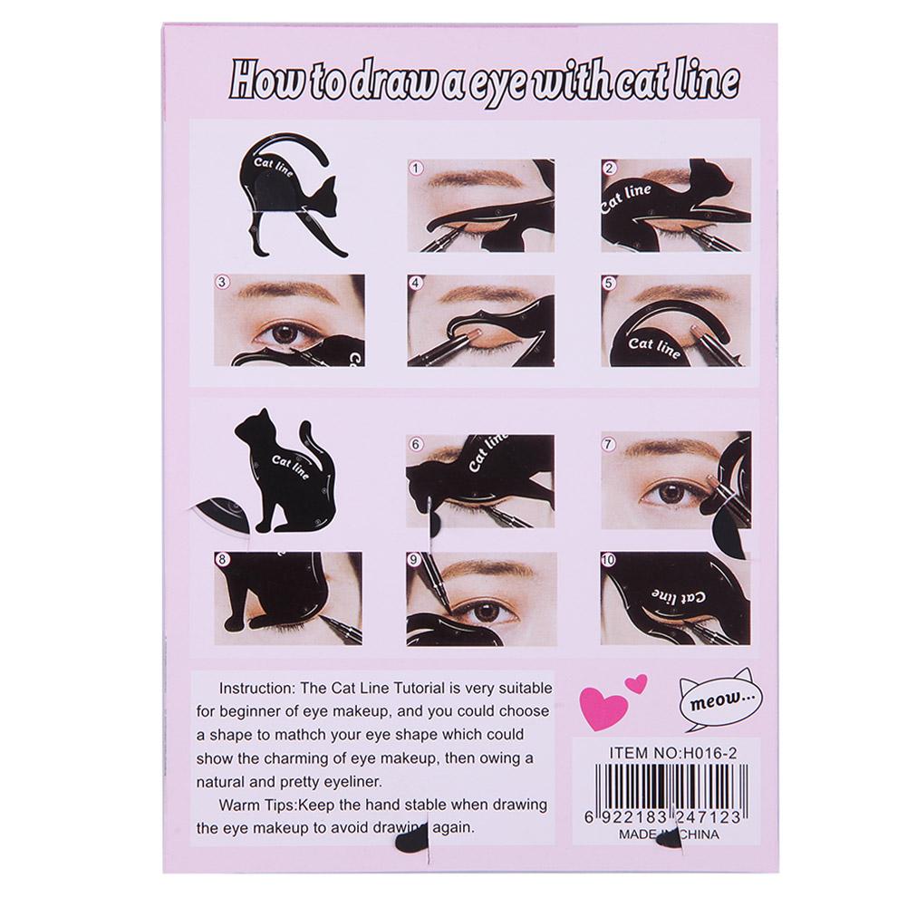 2 stk/sæt kat form eyeliner stencil eye liner modeller værktøj pro øjenbryn skabelon værktøj nybegynder makeup eyeliner hjælp til kvinder piger