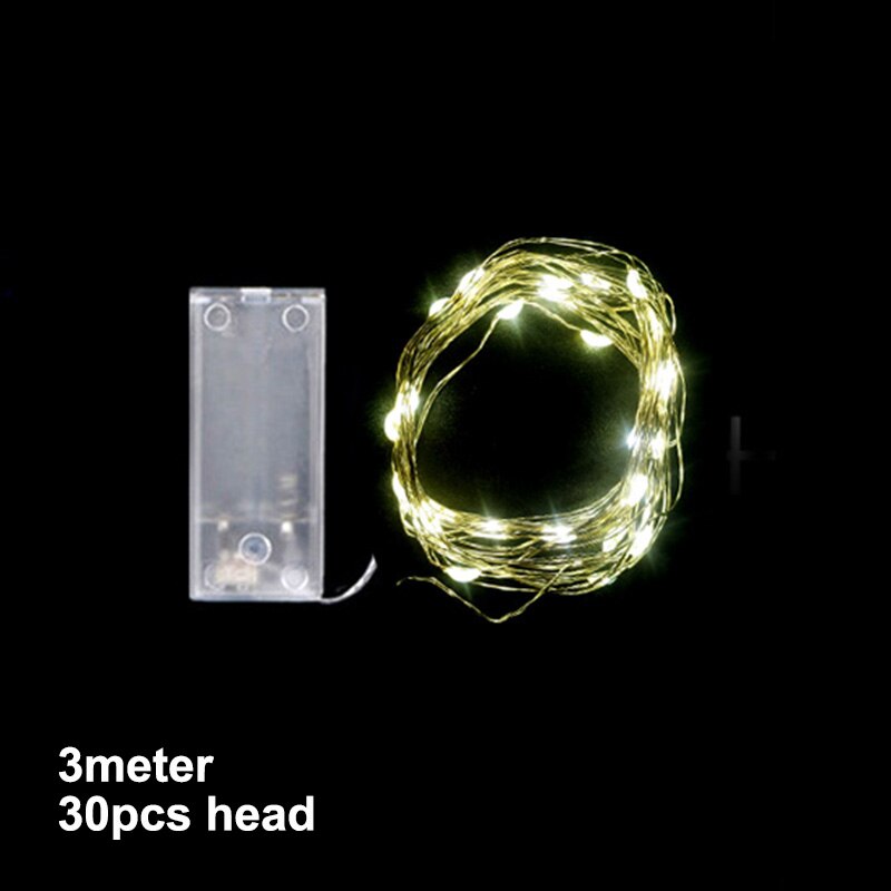 Tira de luces LED para decoración de bodas, fiestas de cumpleaños y vacaciones, 1 unidad, 3 metros, 30 unidades: yellow