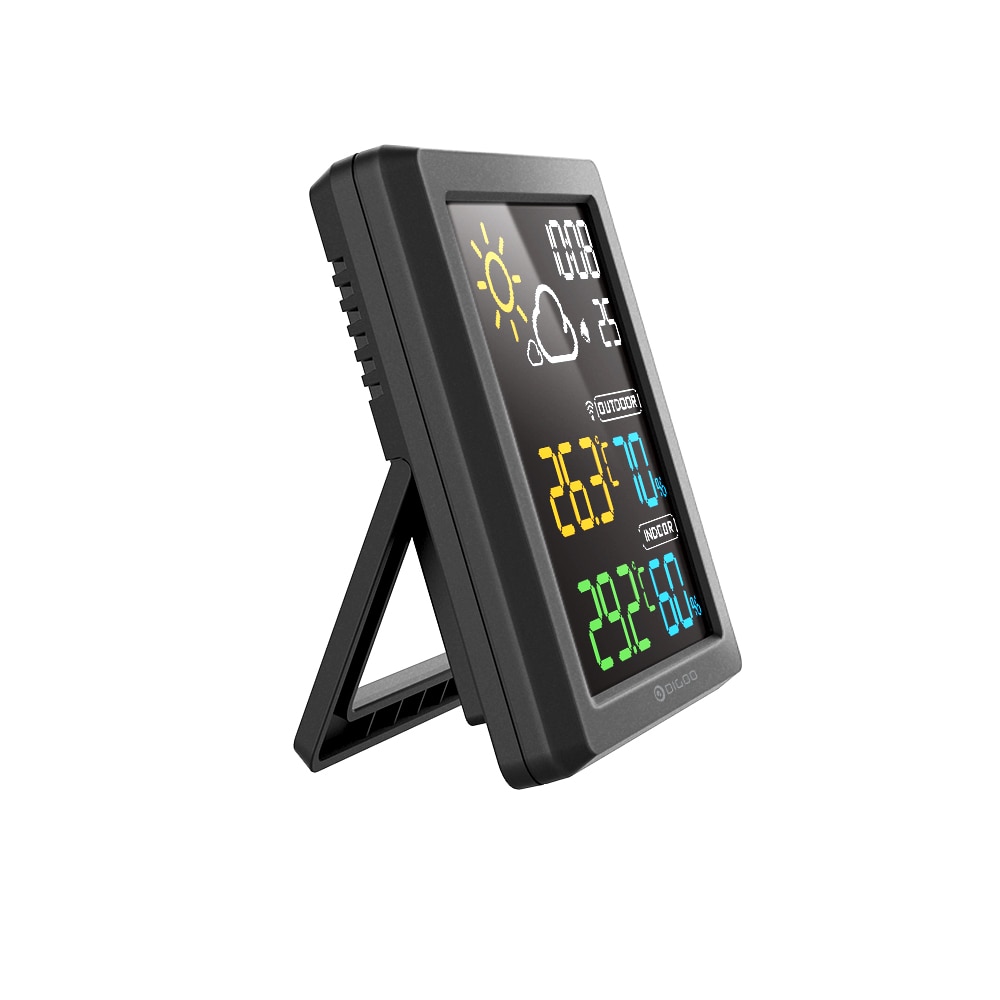 DIGOO DG-8647 LCD Stazione Meteo Alarm Clock Temperatura Intelligente Sensore di Umidità Termometro Digitale Misuratore di Umidità Per La Casa