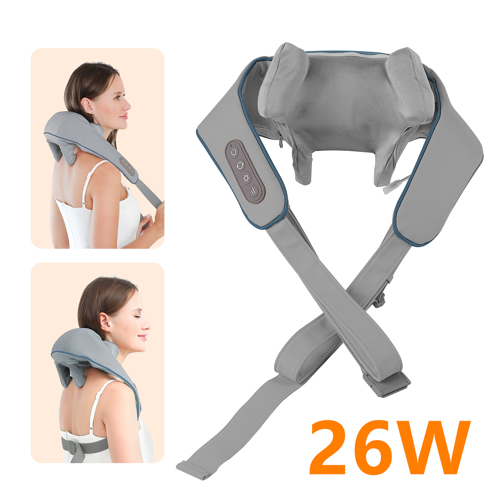 Foreverlily-masajeador inalámbrico para cuello y hombros, chal de masaje para amasar hombros y espalda, masajeador Cervical para cuello Trapezius, 26W: Marfíl