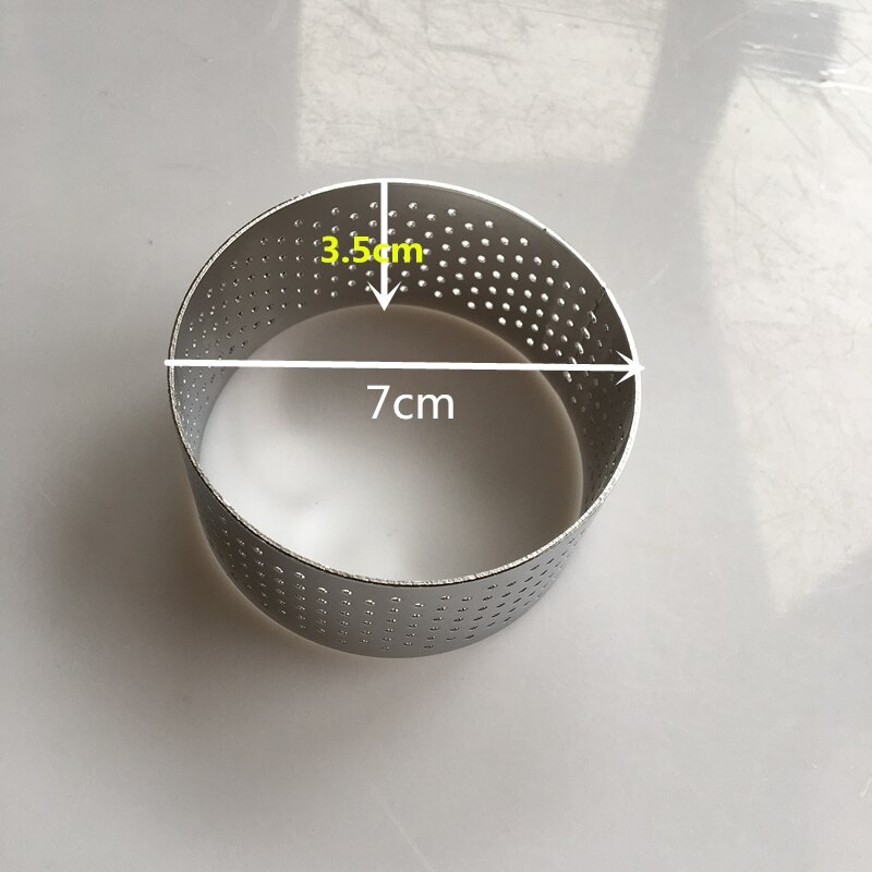 6pcs/lot 3.5cm high 7cm 8cm Round stainless 304 perforated seamless tart ring quiche ring tart pan pie tarte ring with hole: 7x3.5cm 6 pieces