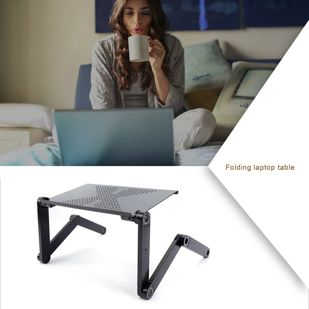 Bærbart justerbart bærbar bord til sammenklappelig bærbar skrivebordscomputer mesa para bærbar fodbakke til sovesofa sort