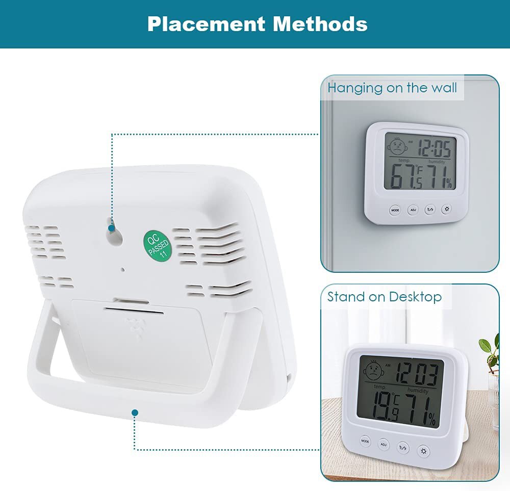 LCD Electronic Digital Temperature Humidity Meter Indoor Outdoor Thermometer Hygrometer Weather Station Clock