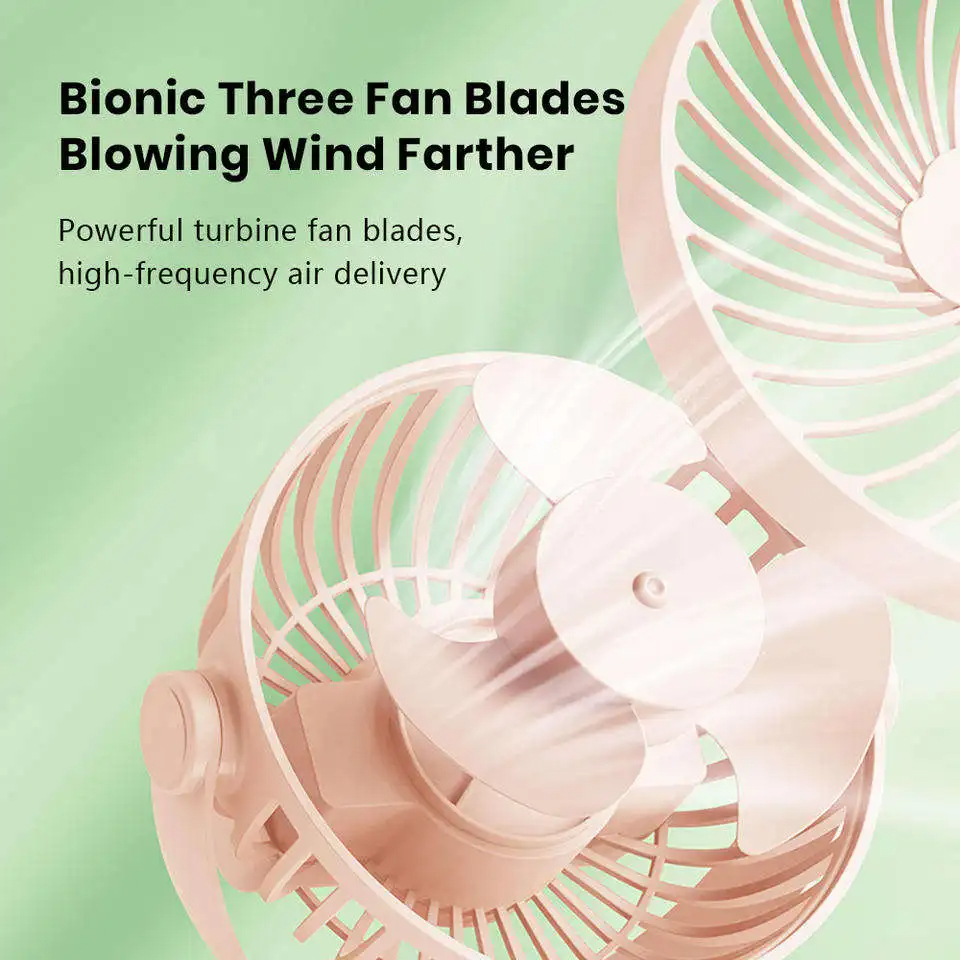 12–48 Stunden Tisch-Mini-Ventilator mit stabiler Klemme, wiederaufladbar, USB, 3 Geschwindigkeiten, Schlafstummschaltung für Badezimmer, Küche, Studentenwohnheim, 10.000 mAh