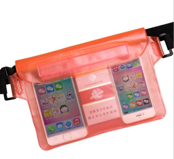 Bolsa impermeable de pvc para exteriores, bolsas de cintura para acampar, escalada, senderismo, deporte, funda bolsa seca con correa para el hombro en la cintura: orange