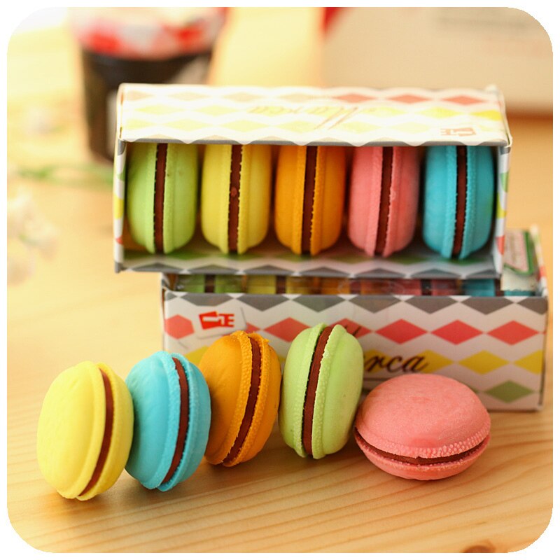 5 Stks/doos Cut Kawaii Korea Briefpapier Heerlijk Dessert Macaron Cake Gustless School Materiaal Gum Voor Kinderen 665