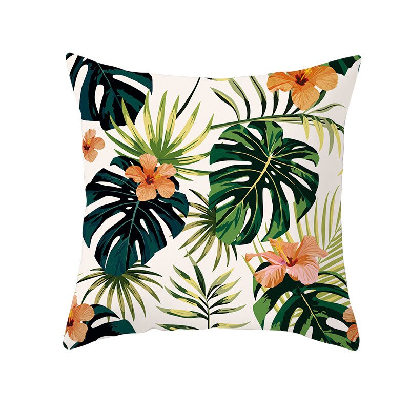 45*45Cm Kids Pasen Dag Tropische Decoratie Print Kussenhoes Polyester Groene Plant Sierkussen Voor Sofa/home Decor Pillowcas: 13