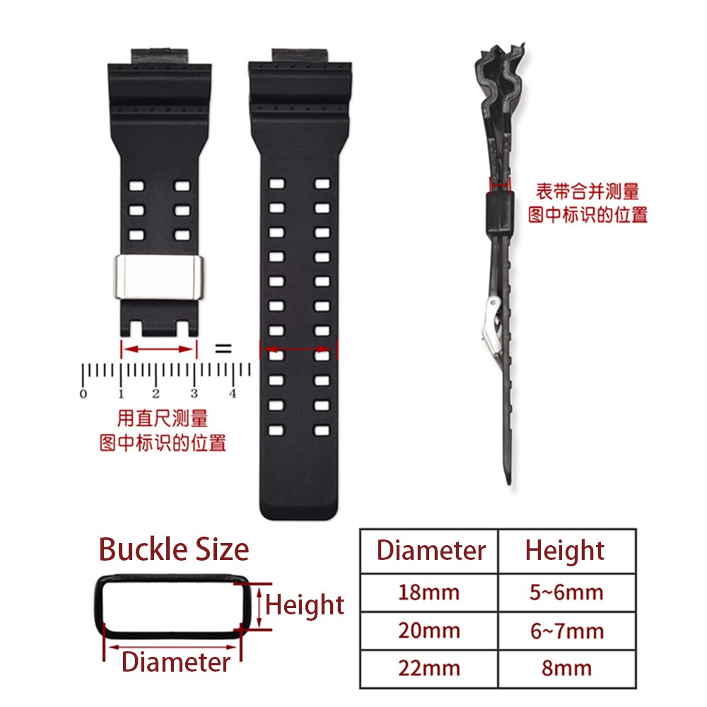 18mm 20mm 22mm 24mm Bracelet En Métal Boucle Boucle Cerceau Support Fermoir Anneau Lunette Accessoires pour GA-110 GD-100 DW-5600 GG-1000