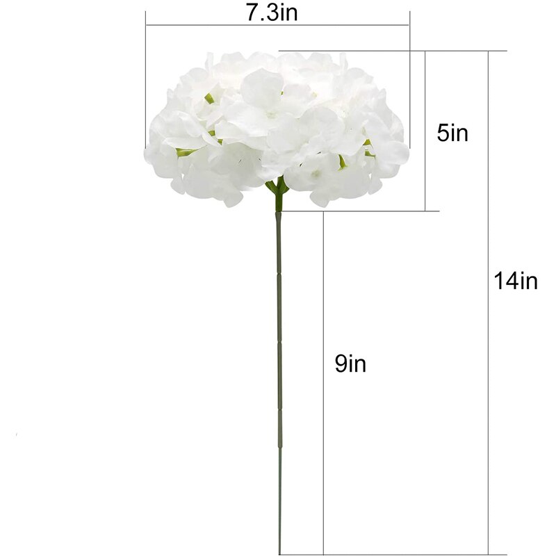 Zijde Hortensia Hoofden Kunstmatige Bloemen Boeket Met Stengels Voor Thuis Bruiloft Decoratie 10Pcs