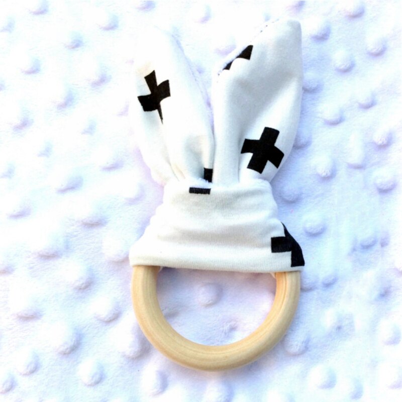 Baby Teether Wooden Ring Baby Molars Dental Exercise Toy Hand Rattle Multiple Styles To Choose Simple Safe Teether