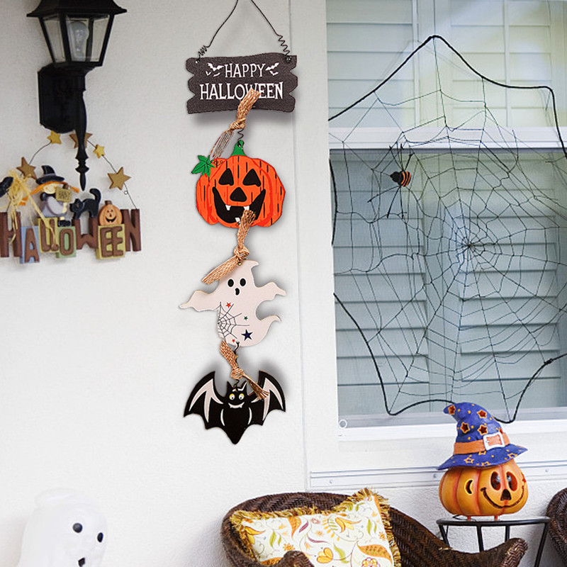 Halloween trædekorationer græskar flagermus skelet spøgelsesvedhæng hængende ornament vægdekoration gyser rekvisitter halloween festdekoration