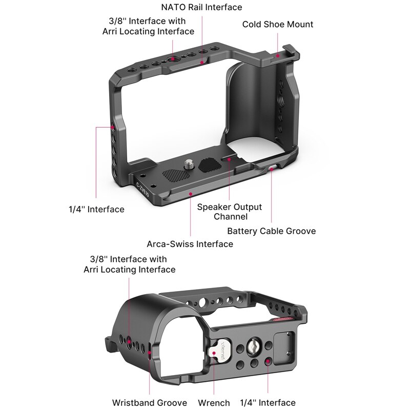Ulanzi C-ZVE10 Camera Cage With Cold Shoe Mount Perfect Multiple Protection For Sony ZVE-10 Camera Accessories