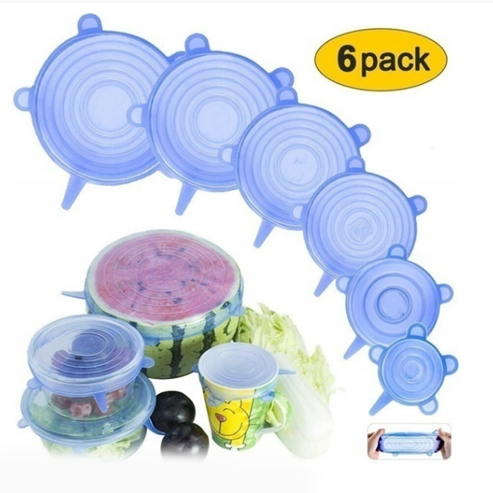 Set de couvercles réutilisables universels, 6/12 pièces, protection alimentaire en silicone, capuchon pour nourriture lavable, pour la cuisine: B