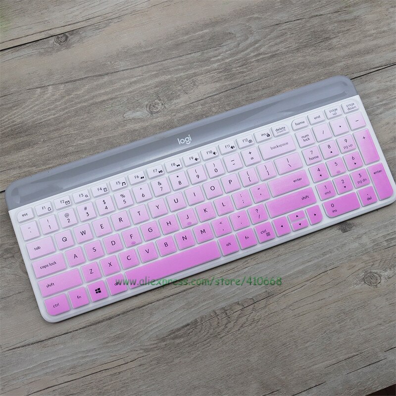For Logitech MK470 K580 Slim Wireless Keyboard Silicone Dustproof Wireless Desktop keyboard Cover Skin Protector K580 MK 470: Gradual purple