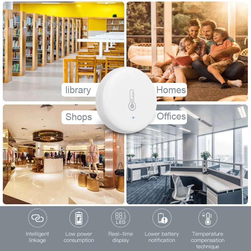 Tuya/SmartLife ZigBee3.0 Temperature And Humidity Sensor Smart Home Security Control Via Zigbee Hub Works With Alexa Google Home