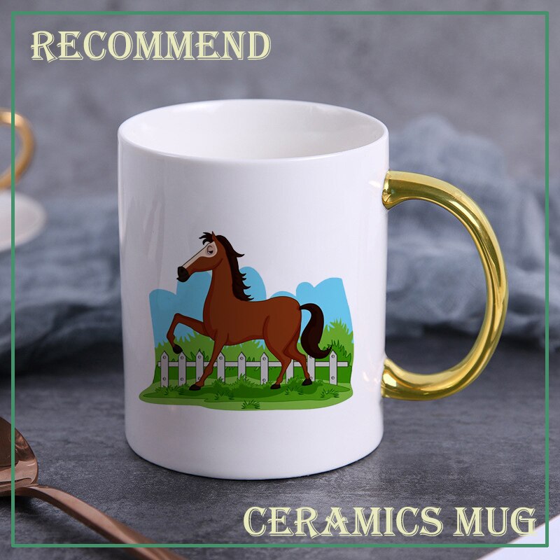 11oz Horse pattern Ceramic mug coffee Mugs Drinkware Coffee Tea Cups Novelty milk cup Drinkware KTDW-062