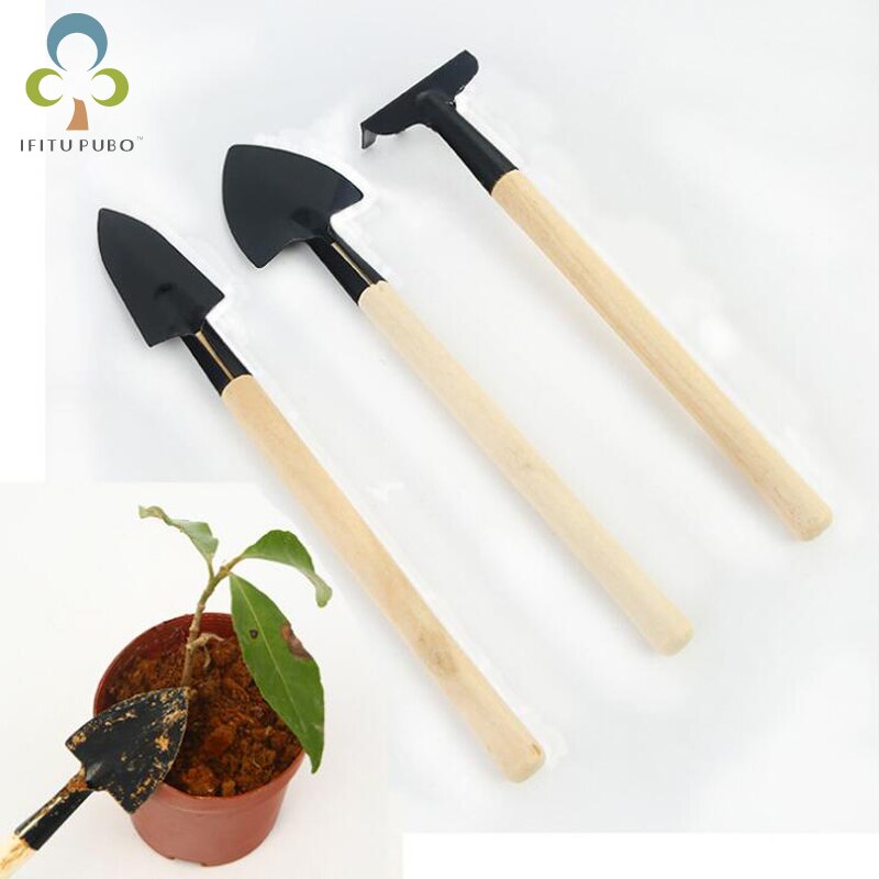 Mini pala rastra herramientas maceta plantas en maceta conjunto de mantenimiento con mango de madera planta suelo palas herramientas de jardinería swyq