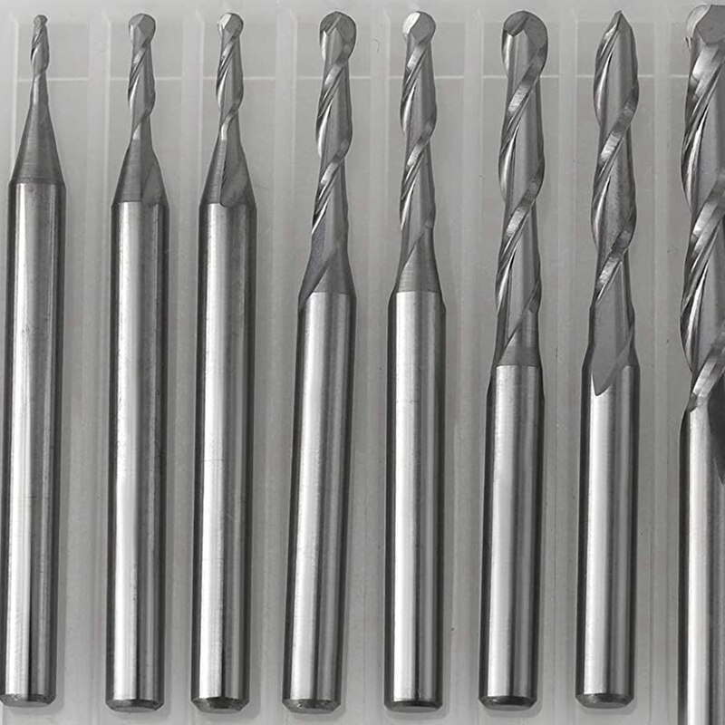 Ball Nose End Mill Set Cuting Edge Diameter CNC Engraving Router Bits Milling Cutter For Wood Working, Shank 3.175Mm