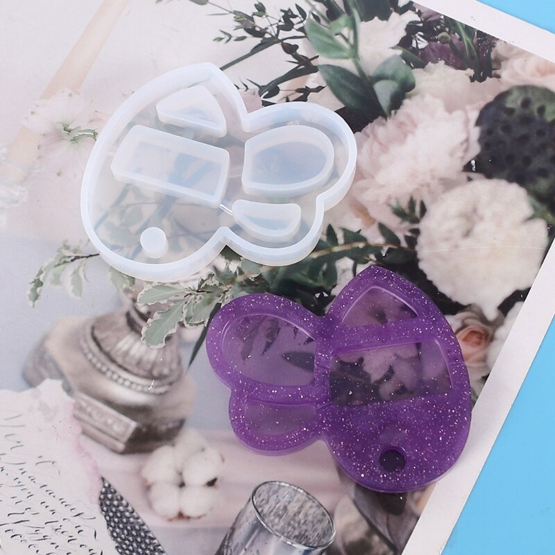 5 Styles Resin Shaker Molds Set Bee Round Heart Cat's Paw Butterfly Epoxy Quicksand Silicone Keychain Pendant Molds Kit