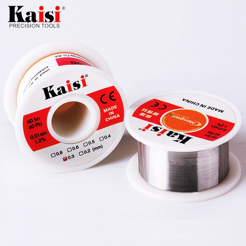 Kaisi Flux 1.2% colofonia Core hilo de soldadura de estaño y plomo Sn60 / Pb40 para trabajos de soldadura (0,3mm/0,4mm/0,5mm/0,6mm opcional)