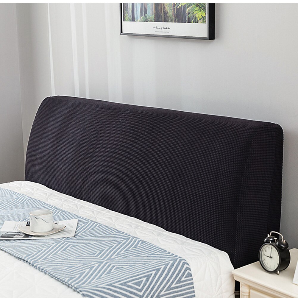 Sovrum inredning slipcover nordisk stil ryggstöd hotell elastiskt dammtätt skydd jacquard solid mjuk stretch hem sänggavel lock