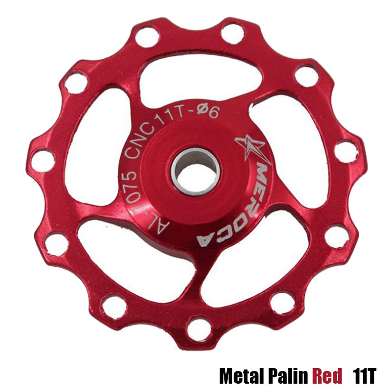MTB Mountain Bike Road Bicycle Jockey Wheel 11T Aluminum Alloy Rear Derailleur Pulley Metal Bearing Guide Pulley Bearing: Metal Palin Red