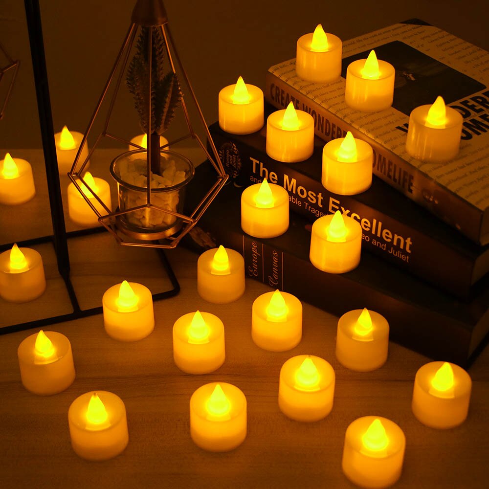 24Pcs Led Kaars Witte Kaars Licht Creatieve Lamp Batterij Aangedreven Home Birthday Party Bruiloft Decoratie Verlichting