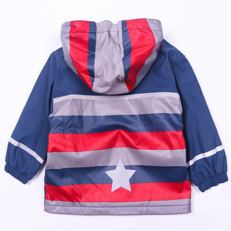 Jongens Jas Jas Kids PU Lederen Plus Fluwelen Regenjassen Poncho Gestreepte Kinderen Bovenkleding Waterdicht Winddicht Tops