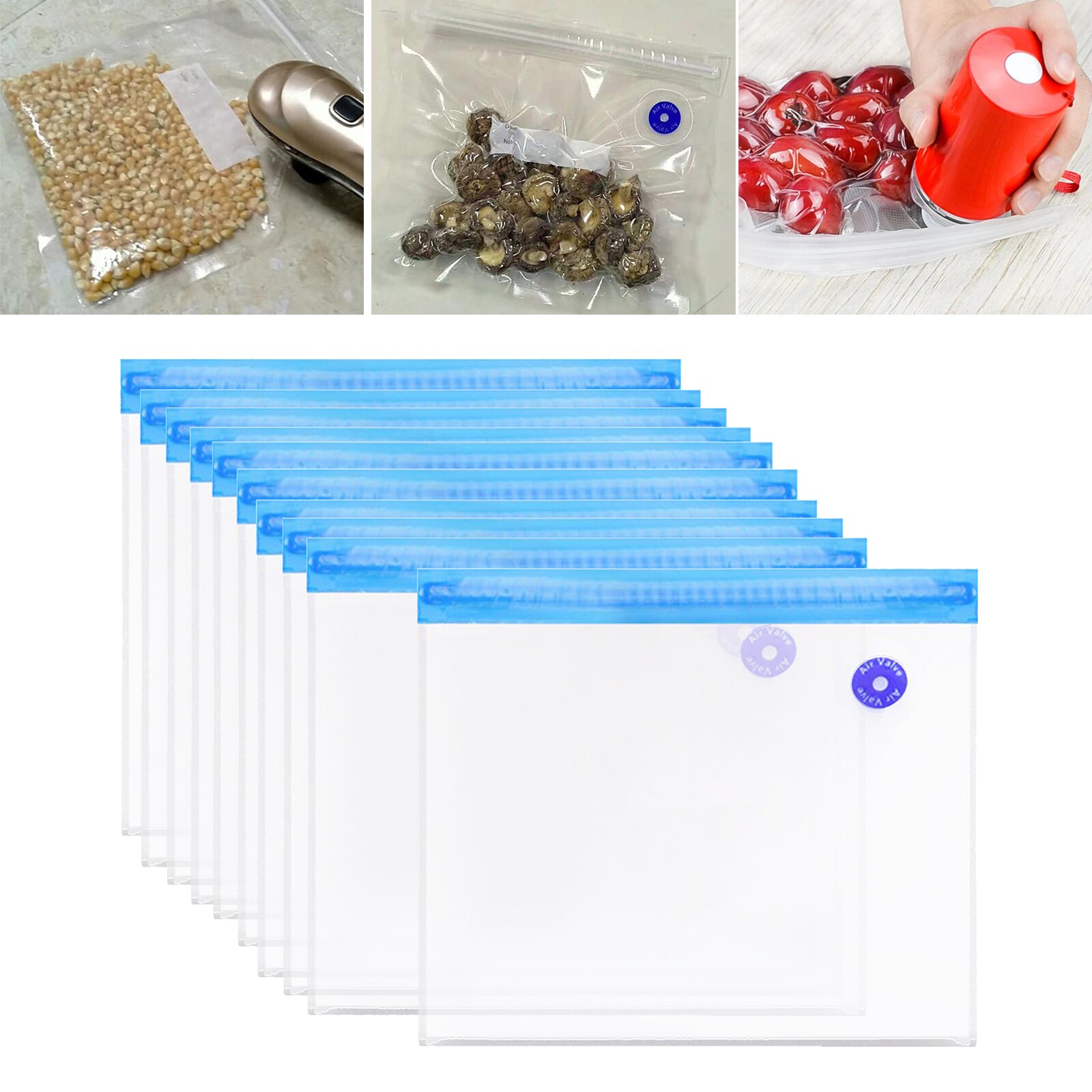 10PCS Vacuum Sealed Bags Food Saver Storage Reusable 26x34cm: 21x22cm