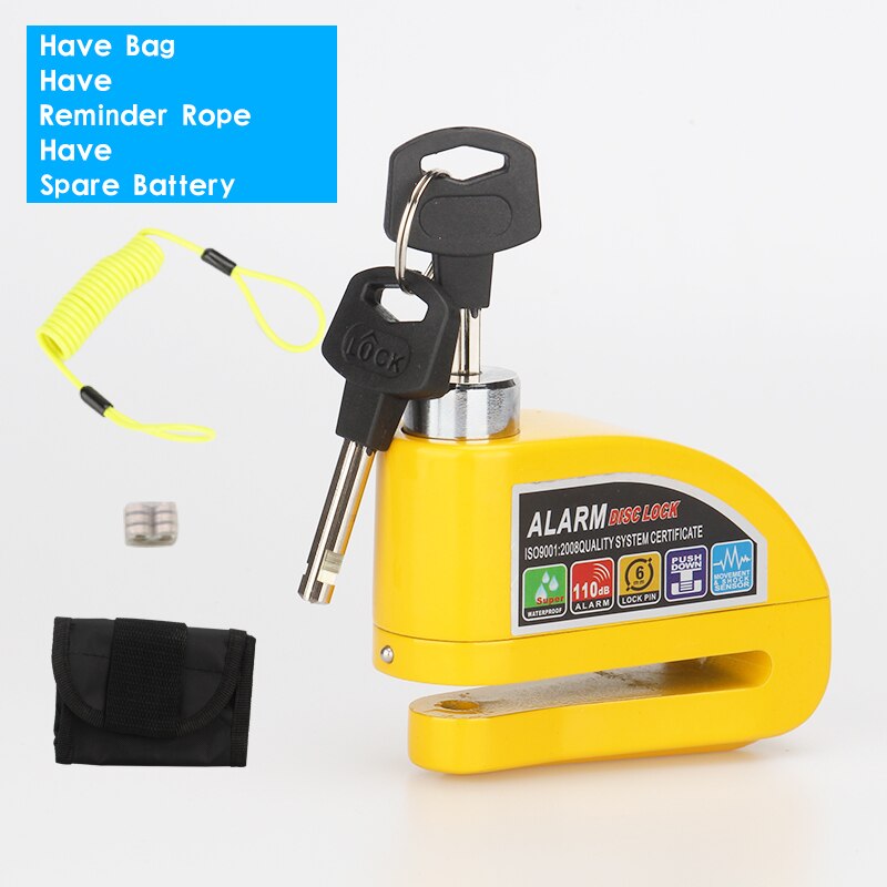 Motorcycle Scooter Metal Security Anti-theft Wheel Disc Brake Lock Alarm 2m Reminder Rope Alarm Lock BikeBrake Bag Spare Battery: Orange Package C
