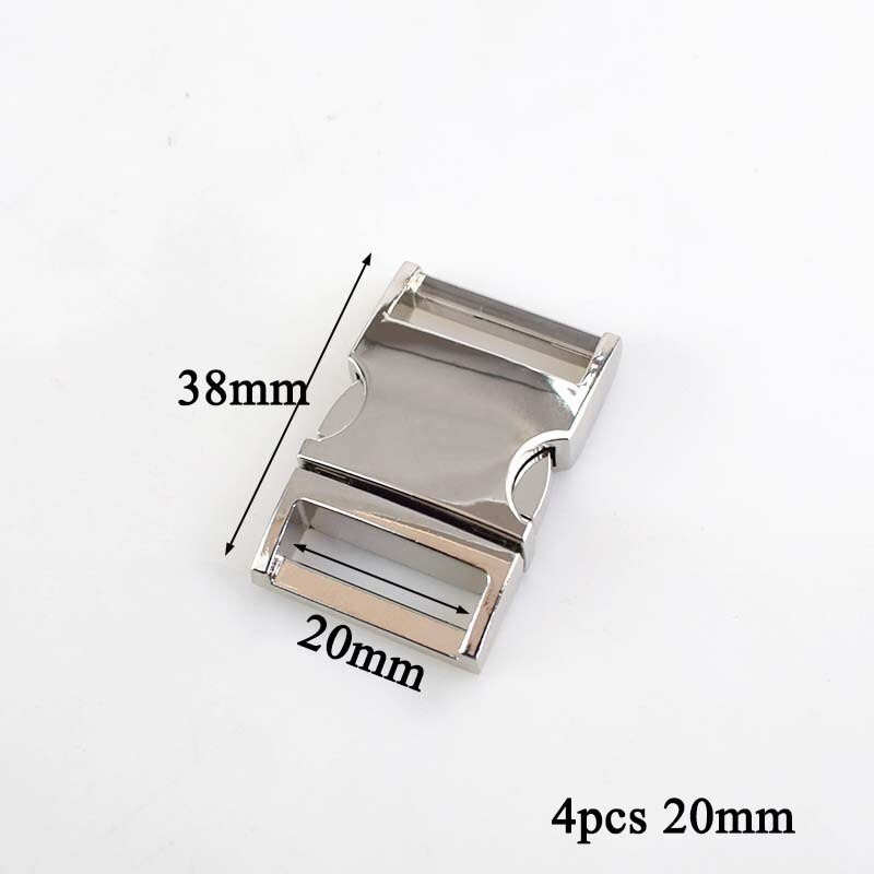 Meetee 2/4pcs 10-38mm Metal Side Release Curved Buckles for Paracord Bracelet Dog Collar Bags Belt Webbing Buckle Accessories: 4pcs 20mm silver