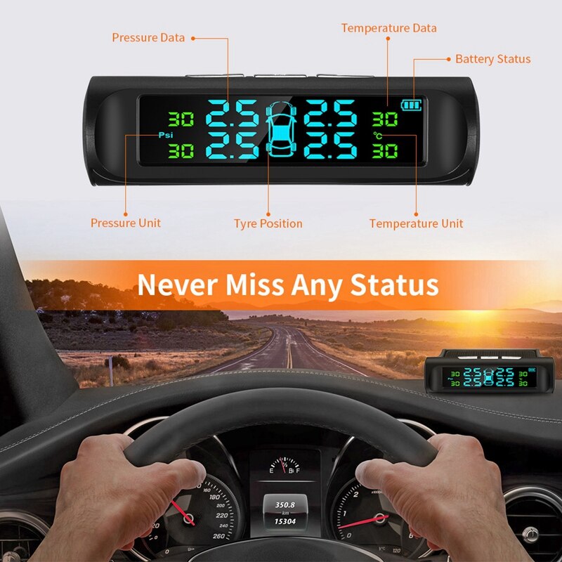 NewSolar Tpms Car Tire Pressure Alarm Monitoring System 4 External Automatic Alarm System Tire Pressure Temperature Warning