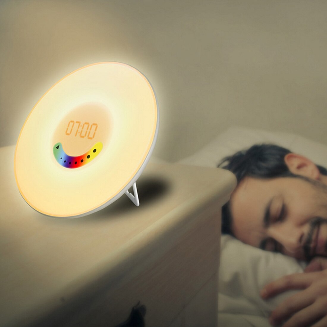 Digital Wecker Wake Up Licht Tisch LED Lampe Elektronische Uhr Sunrise Sunset Alarm Snooze Uhren FM Radio Schreibtisch