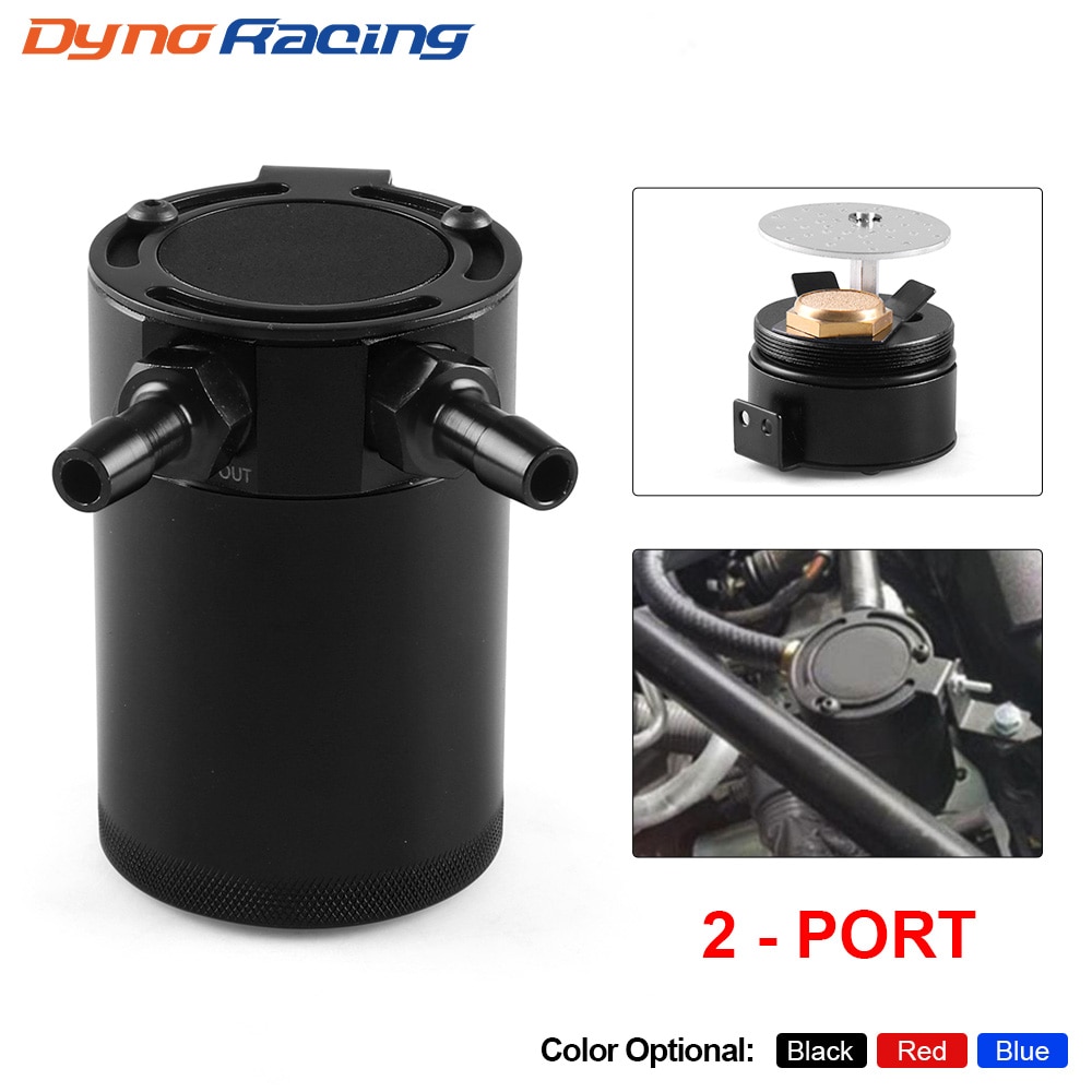 Tanque de captura de aceite Universal, accesorio compacto con volantes, depósito de aluminio de 2 puertos, piezas de tanque de combustible, tetera transpirable de dos agujeros