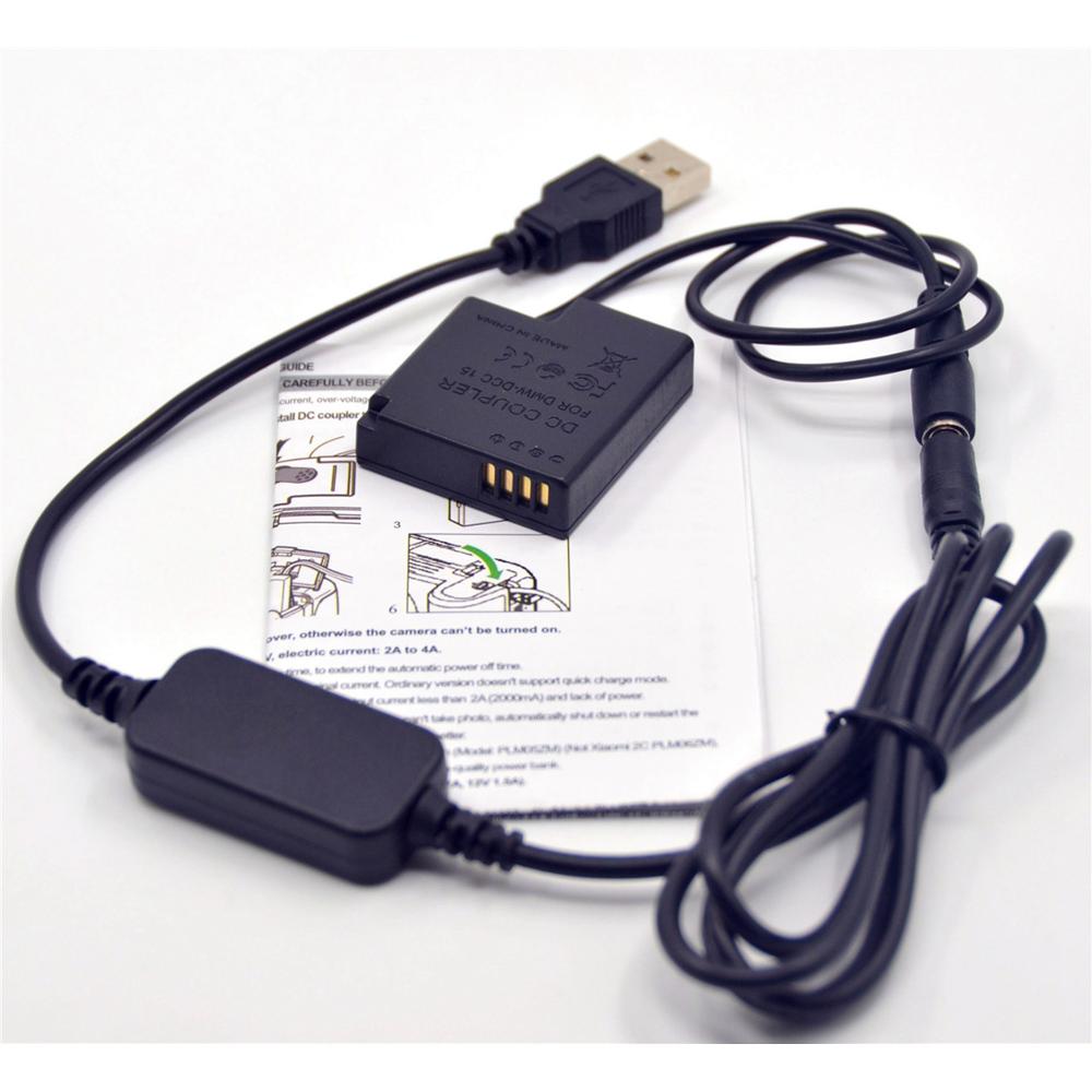 Power Bank 5V Usb Kabel Adapter + DMW-DCC15 Dc Coupler DMW-BLH7 BLH7PP Dummy Batterij Voor Lumix LX10 LX15 DMC-GM1 GM5 DMC-GF7 Dmc