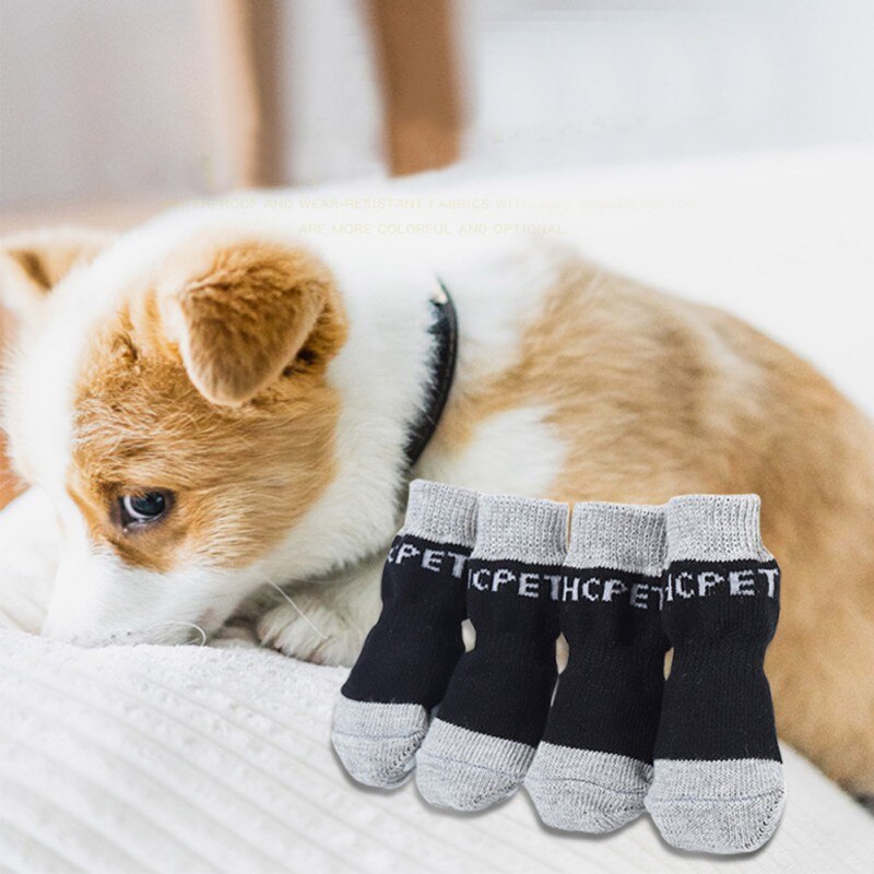 Calcetines antideslizantes para perros y gatos pequeños, de invierno, gruesos y cálidos, protectores de patas, accesorios para patucos