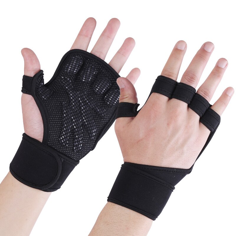 Fitness Weight Lifting Training Gloves Silicone Non-slip Hand Palm Protector Half Finger Gloves for Gym Workout Gymnastics Grips: XL