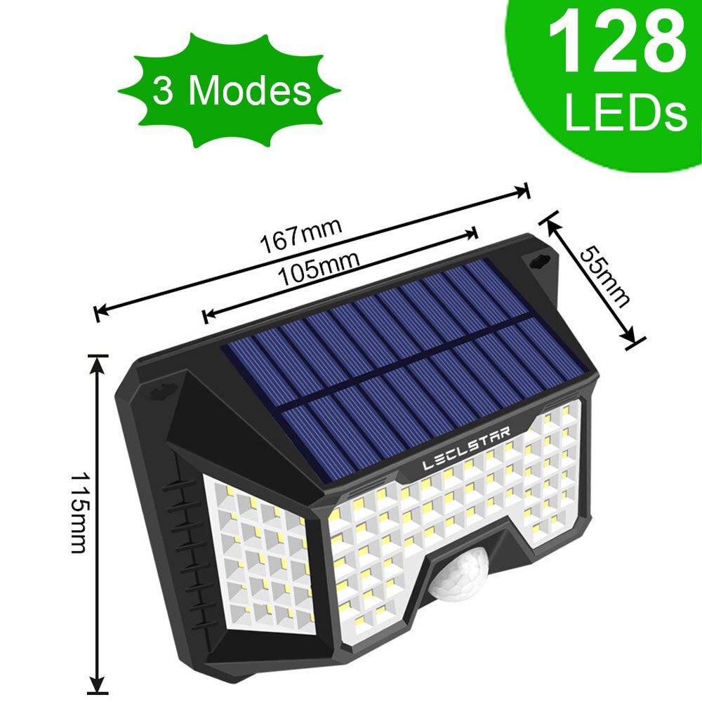 Waterdichte 128/268 Led Solar Lamp Motion Sensor Zonne-energie Lichten Outdoor Security Verlichting Voor Veranda/Tuin/Straat/wandlamp: 128 LED