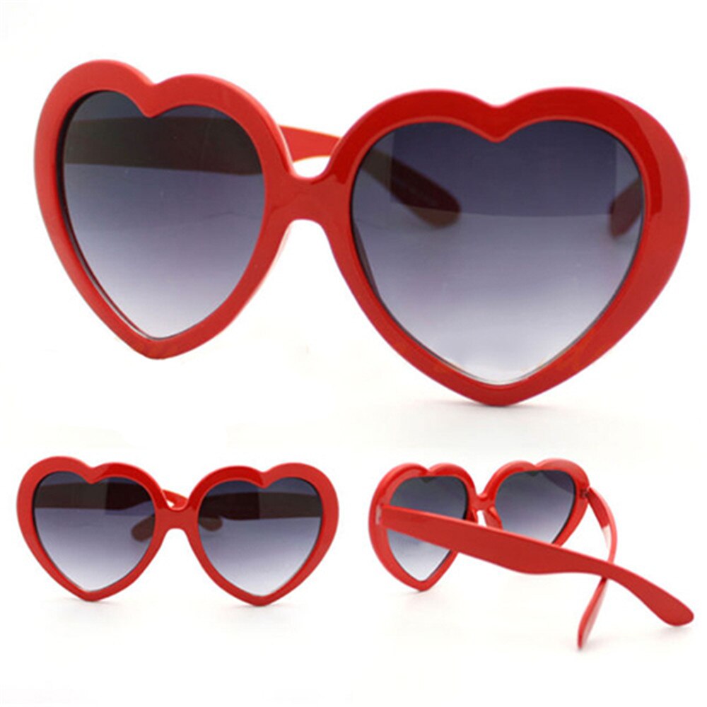 Gafas de sol con forma de corazón para mujer, anteojos de sol femeninos de metal, de de , a la , sin montura, transparentes, con protección UV400: Rojo