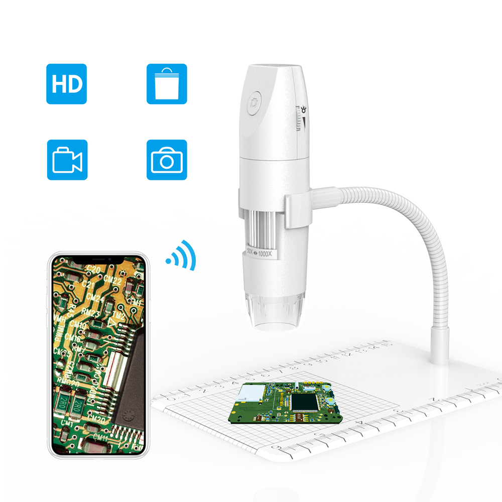 1000x WiFi Digital Microscope inskam316 Portable HD 1080P USB Microscope Camera with Snake-Tube Bracket SwitchFor IOS Android PC