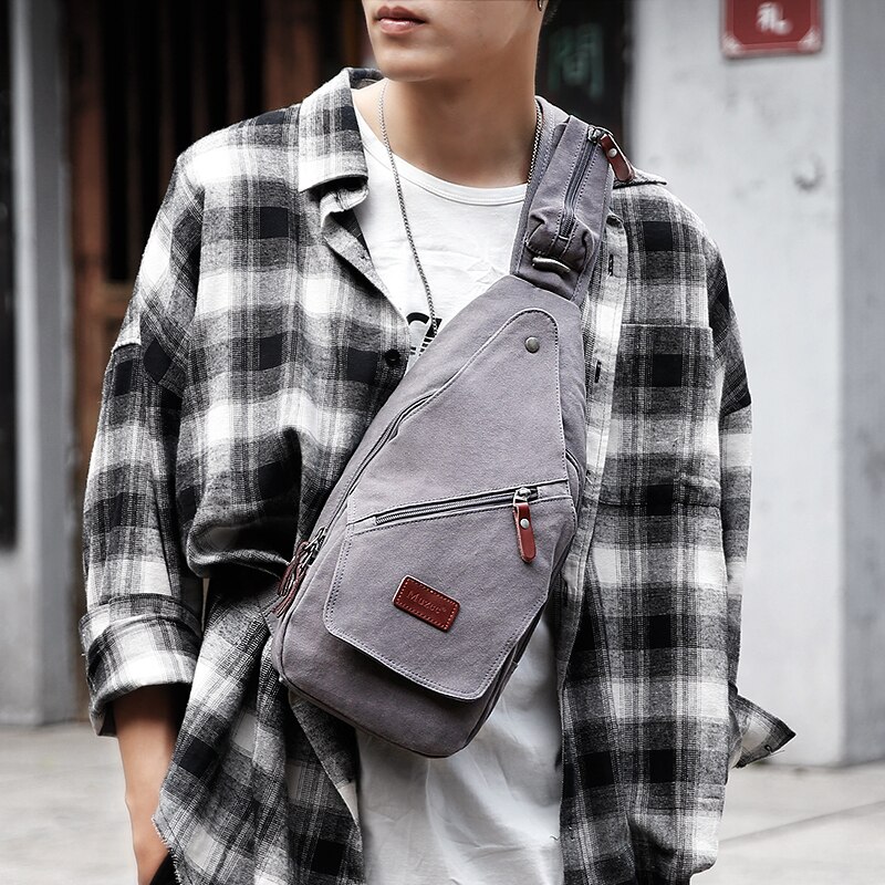 Muzee Men Shoulder Bags Canvas Crossbody Bags Men Anti Theft Chest Bag Short Trip Messengers Bag Male