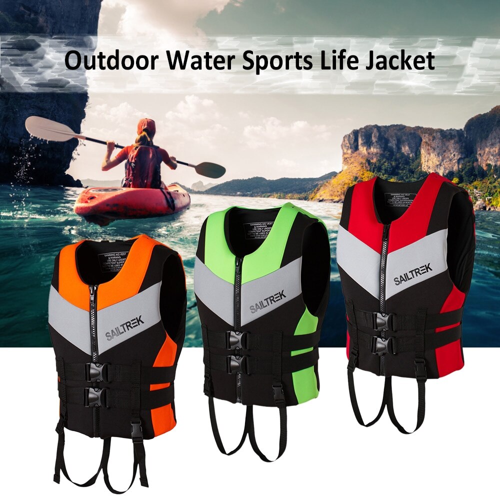 Neoprene Life Jacket Watersports Fishing Kayaking Boating Swimming Safety Life Vest Water Sports Survival Jacket Life Vest black