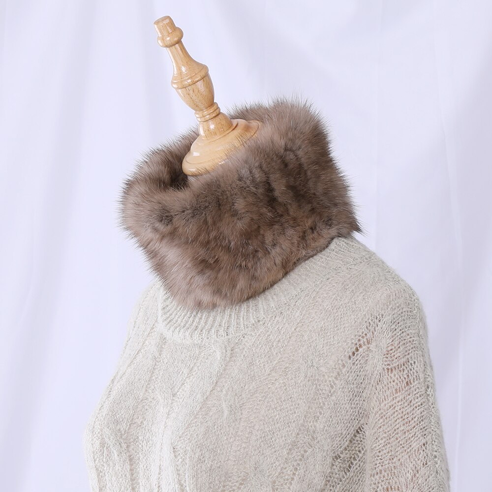 Wysokiej klasy jakości damska 100% prawdziwe sobole futro z dzianiny nieskończoność szalik szalik pani pierścień szaliki Neckwarmer opaski osłona elastyczne