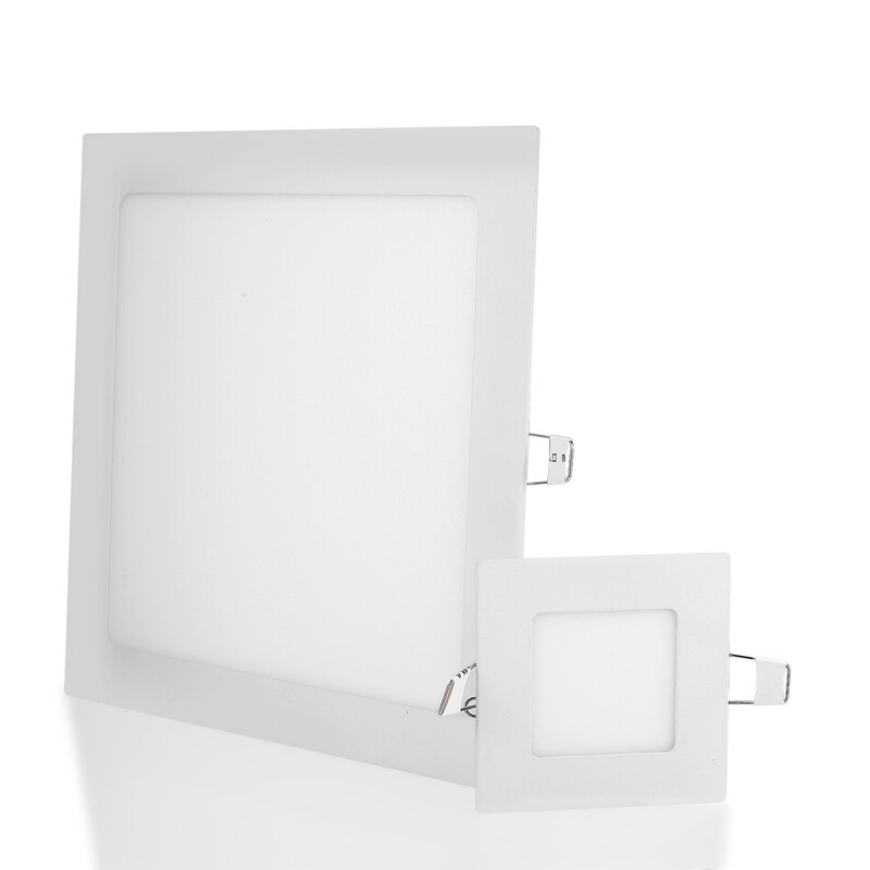Panel de luz LED cuadrado ultrafino de 3W, 6W, 9W, 12W, 15W, 18W, controlador incluido, AC85-265V para iluminación de interiores