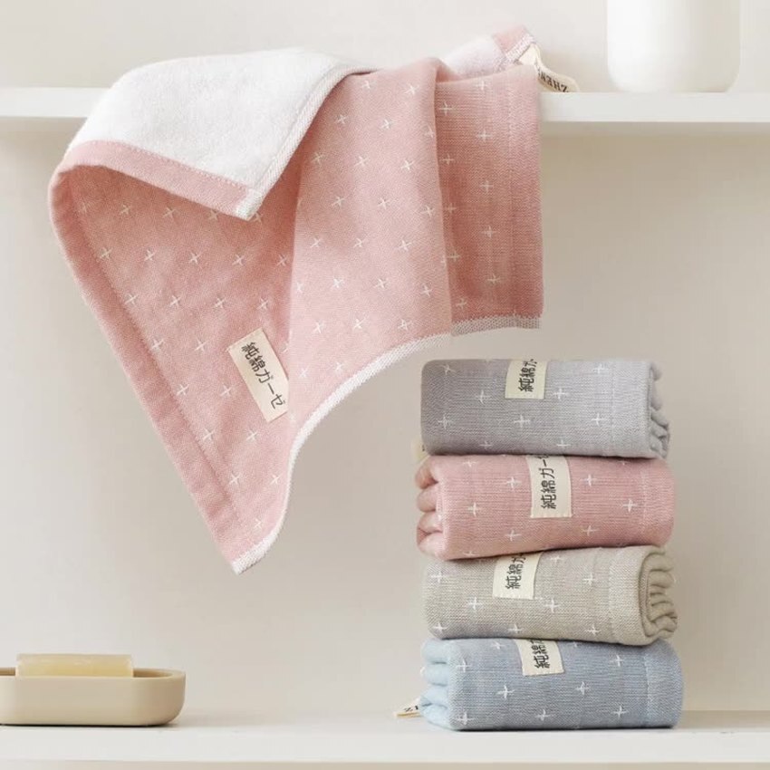 Square Towel Pure Cotton Geometric Printed Thicken Soft Towels Good Water Absorption Plain Dyed Home Bathroom Toalla Cuadrada