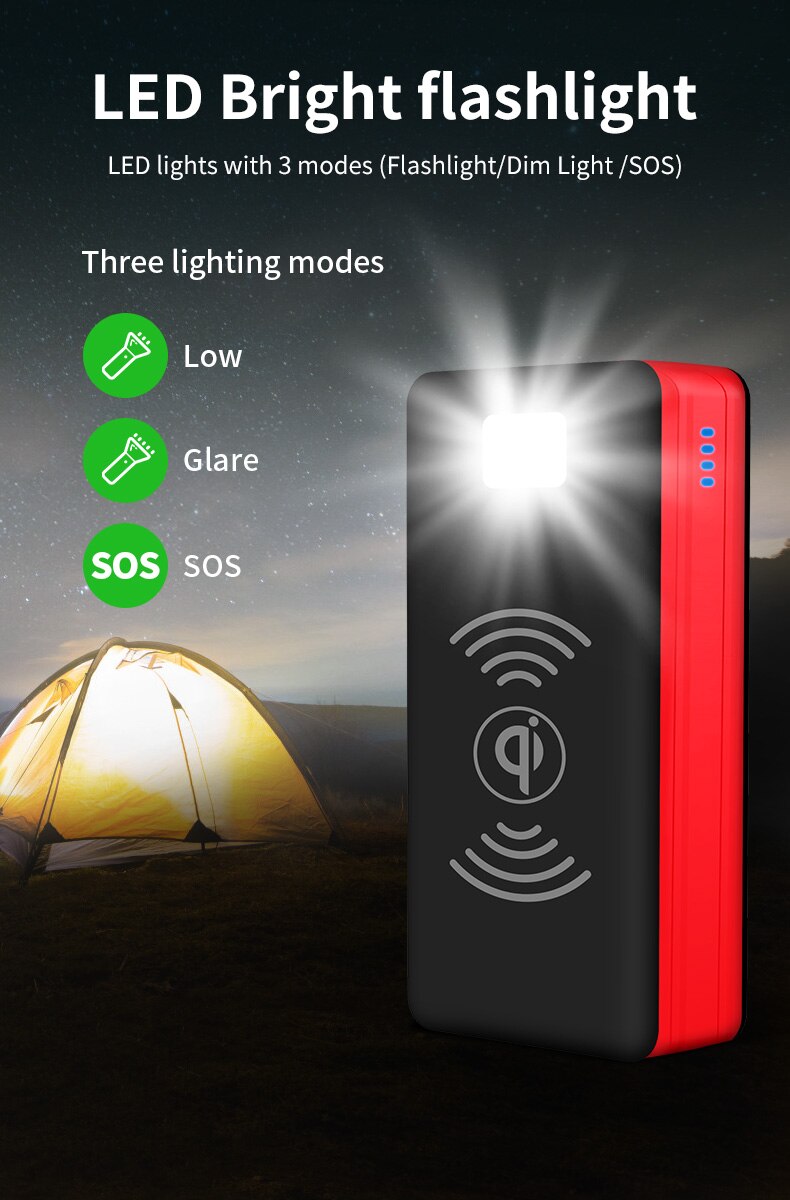 99000mAh Wireless Solar Power Bank Portable Charger Large Capacity 4USB LEDLight Outdoor Fast Charging PowerBank Xiaomi Iphone