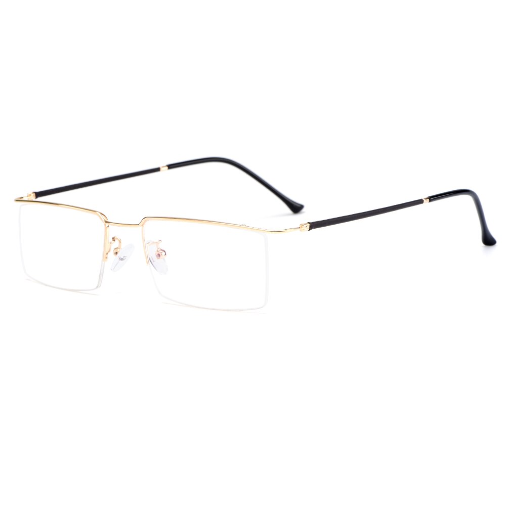 Gmei Optical Ultralight Titanium Alloy Glasses Frame Square Eyewear Flexible Temple Legs IP Electroplating Y2533: C1 Golden