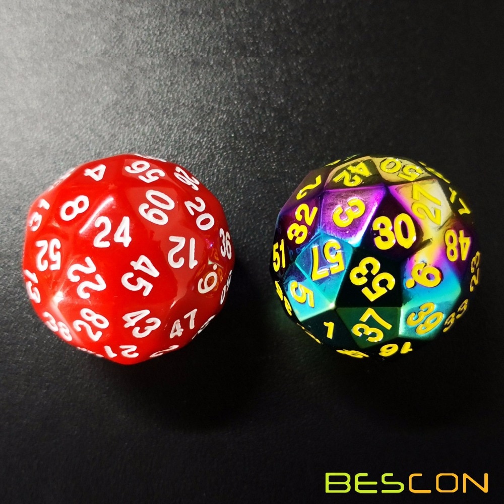 Bescon Fantasy Iridescent Solid Metal 60 Sides Dice, Rainbow Metallic D60