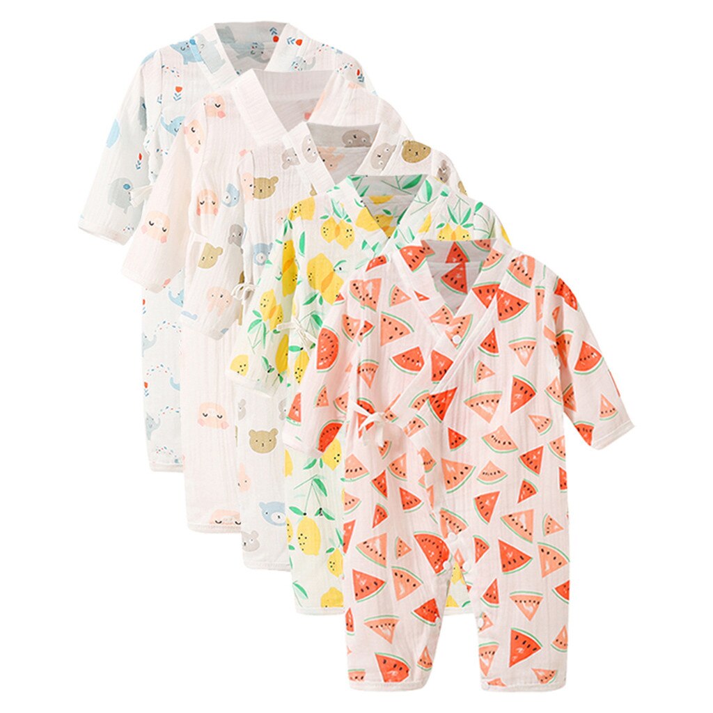 Pasgeboren Baby Romper Voor Nachtkleding Volledige Mouw Baby Meisjes Zomer Kleding Cartoon Bloemen Baby Kleding Pasgeboren Baby Nachtkleding