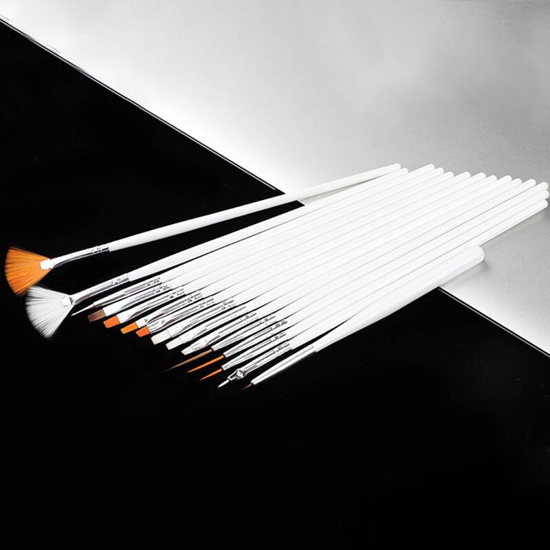 15 stk nail art gel negle tilbehør tegne pen negle værktøjer gel maling penne skønhed populær negle børste 18.5cm: Hvid